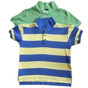 Hannah Andersson SET OF 2 Polos Green & Electric Yellow Blue Stripe Size 110 / 5